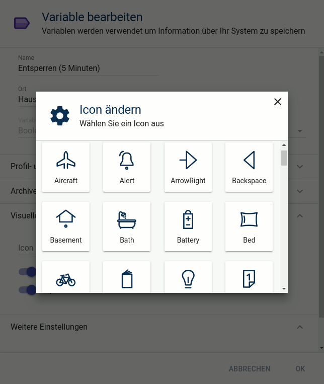 variablen icons vorschau