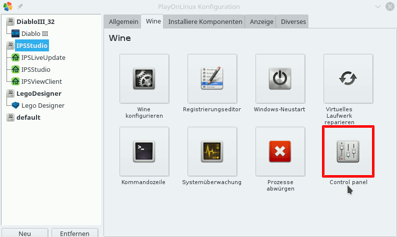 wine control panel