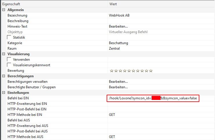 loxone config virtueller befehl