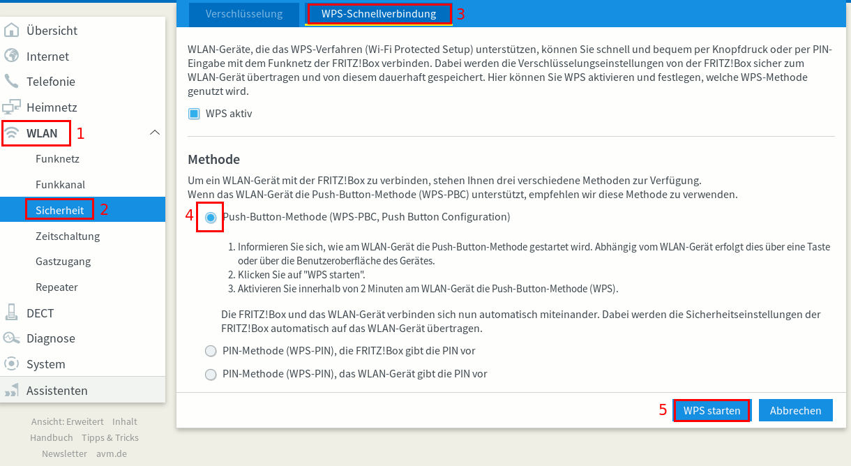 fritzbox wps schnellverbindung