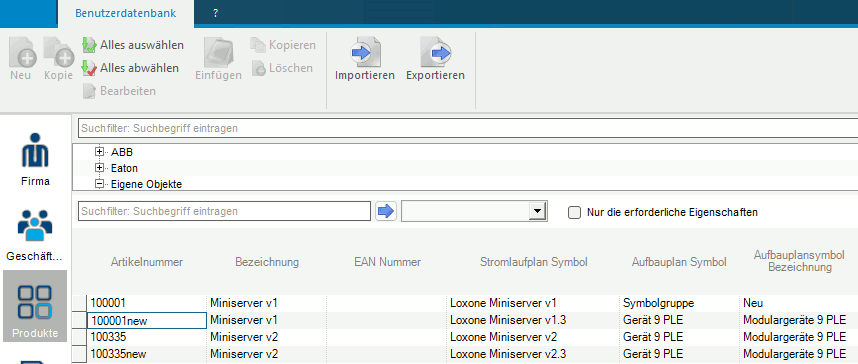 loxone produktliste